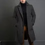 Lapel Collar Plain Button-Up Long Coat