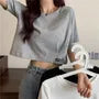 Short-Sleeve Cutout Cropped T-Shirt