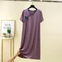Short-Sleeve Frog Buttoned Midi Pajama Dress