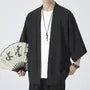 3/4-Sleeve Plain Open Front Jacket