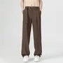 Mid Rise Plain Straight Leg Dress Pants