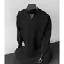 Long-Sleeve Notch Neck Plain T-Shirt