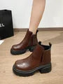 Faux Leather Platform Chunky Heel Short Boots