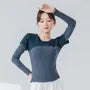 Long-Sleeve Round Neck Two Tone Dance Top