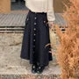 [XL-4XL] High Waist Plain Buttoned Maxi A-Line Skirt