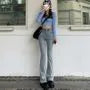 High-Waist Washed Bootcut Jeans
