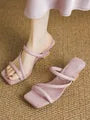 Wedge Faux Leather Slide Sandals