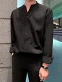 Long-Sleeve Plain Button-Up Shirt