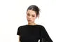 Set: Crew Neck Plain Ruched Slim Fit Tank Top + Asymmetrical Shawl