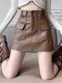 High Waist Faux Leather Mini Pencil Skirt