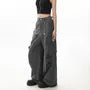 Set: Mid Waist Plain Baggy Cargo Pants + Waist Chain