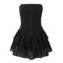 Strapless Hook & Eye Mini A-Line Eyelet Lace Layered Dress