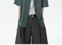 Short Sleeve Collared Plain Frog Closure Shirt