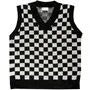 V-Neck Checkerboard Oversized Knit Vest
