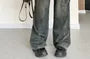 High Rise Washed Wide Leg Cargo Jeans