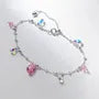 925 Sterling Silver Faux Crystal Station Bracelet / Pendant Necklace