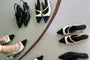Pointed Two-Tone Buckle Mid-Heel Sandals