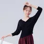 Puff-Sleeve V-Neck Plain Shirred Dance Top