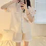 Pajama Set : Short-Sleeve Plaid Shirt + Shorts
