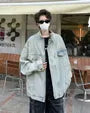 Stand Collar Zip-Up Denim Jacket