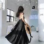 Spaghetti Strap Plain Bow Back Midi A-Line Dress