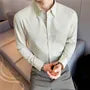 Long-Sleeve Button-Up Plain Shirt