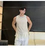 Round Neck Contrast Trim Cutout Tank Top