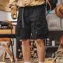 Mid Rise Plain Wide Leg Cargo Shorts