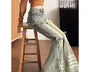 Mock Two-Piece Low Waist Washed Bell Bottom Jeans