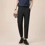 Mid Rise Plain Crop Straight Leg Pants