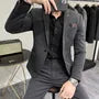 Set: Lapel Collar Plain Blazer + Mid Rise Cropped Straight Leg Dress Pants