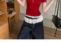 Mock Two-Piece Short-Sleeve Two-Tone Lace Trim Henley T-Shirt