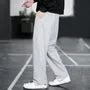 Drawstring Waist Plain Straight Leg Sweatpants