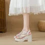 Platform Rhinestone Strap Sandals