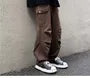 Mid Rise Plain Wide Leg Cargo Pants