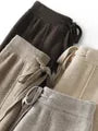 Drawstring Waist Plain Loose Fit Knit Pants