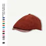 Faux Leather Brim Corduroy Flat Cap