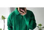 Cable-Knit Plain Polo Sweater