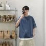 Oversized Mock Two-Piece Plain T-Shirt