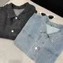 Collared Washed Denim Button Jacket