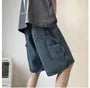 Washed Wide-Leg Denim Shorts