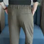 Mid Rise Plain Straight Leg Dress Pants