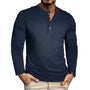 Long Sleeve Henley Plain T-Shirt