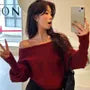 Off Shoulder Plain Sweater