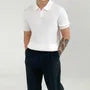 Short Sleeve V-Neck Plain Ribbed Knit Polo Top