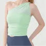 Sport Single Shoulder Plain Ruched Camisole Top