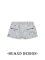 Mid Rise Tie Dye Studded Zip Mini Denim Skort