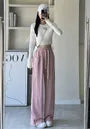 High Rise Wide Leg Plain Sweatpants
