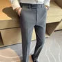 Mid Rise Striped Straight Leg Dress Pants