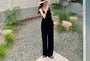 Spaghetti Strap Sashed Wide Leg Jumpsuit